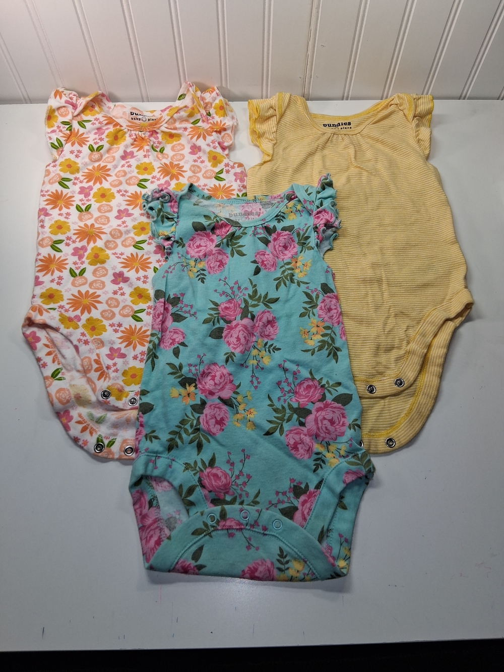 Bundles Baby Place Floral & Stripe Baby One-Piece Bodysuits 3 Set 18-24 Months